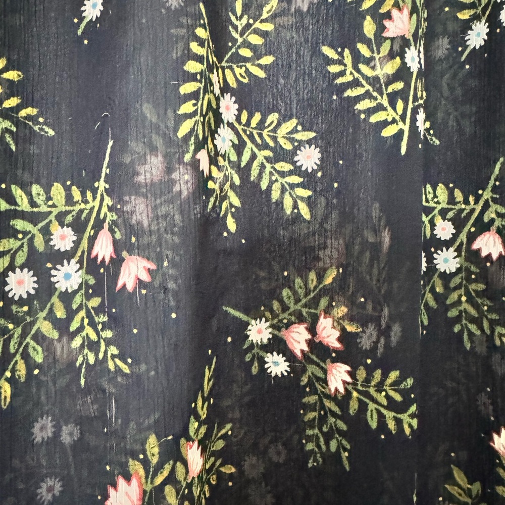 LC Lauren Conrad Black Sheer Blouse with Pink & Green Floral Print - Picture 2 of 4